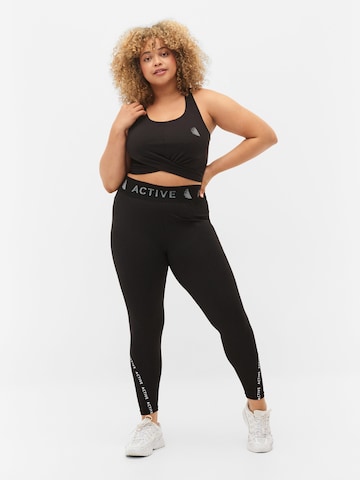 Active by Zizzi Skinny Workout Pants 'ADOLY' in Black: front