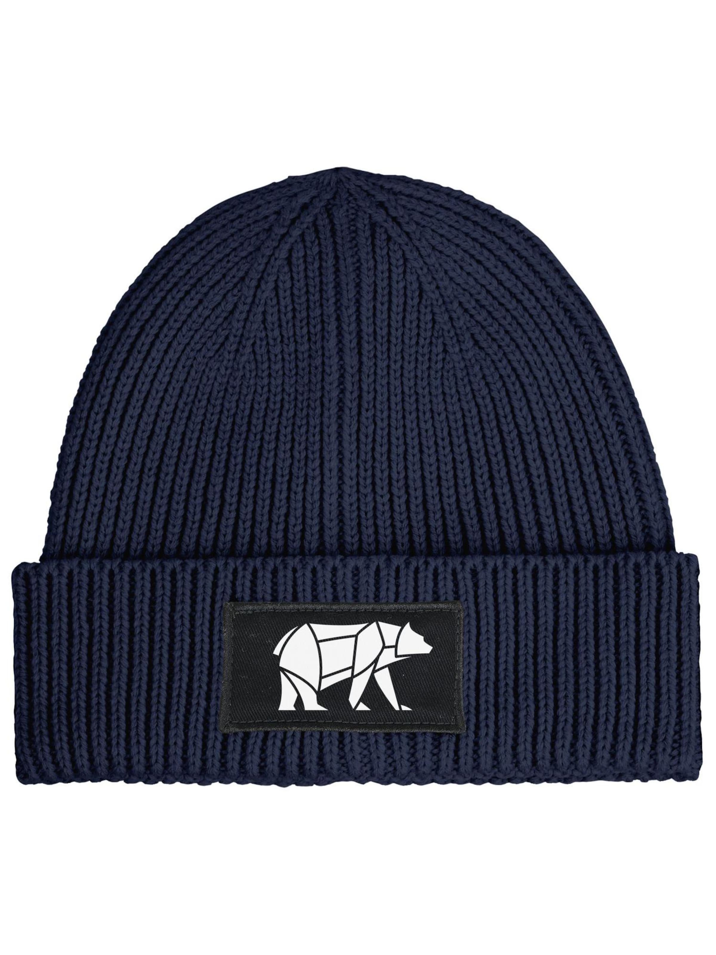 Neverless Beanie 'Bär Lineart Polygon' in Blue: front