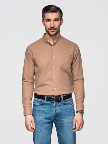 Ombre Regular fit Overhemd in Bruin: voorkant