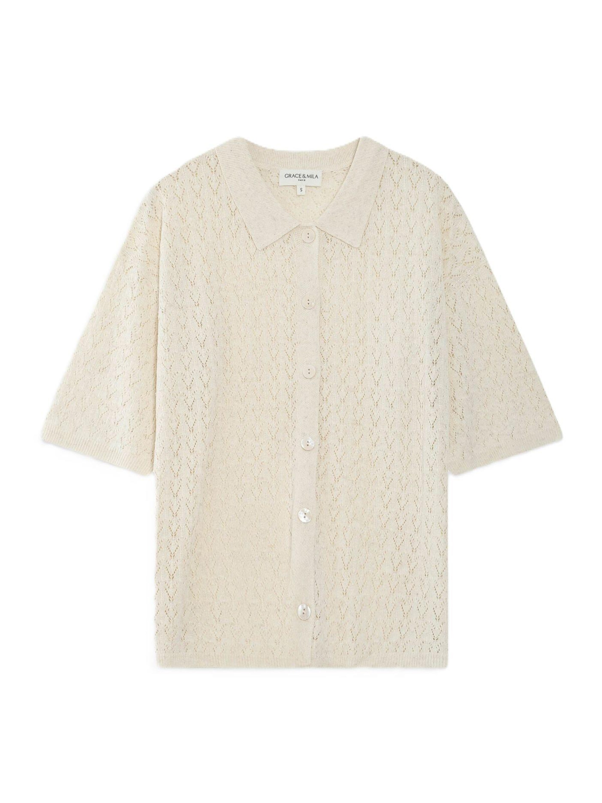 Grace & Mila Knit Cardigan 'VADIM' in White: front