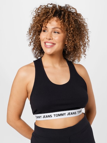 Tommy Jeans Curve Top in Black: front