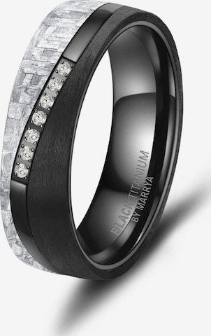 Anello 'MARRYA Ehering BT-12 aus Black Titanium – „BLACK & WHITE“ Kollektion' di MARRYA in nero: frontale