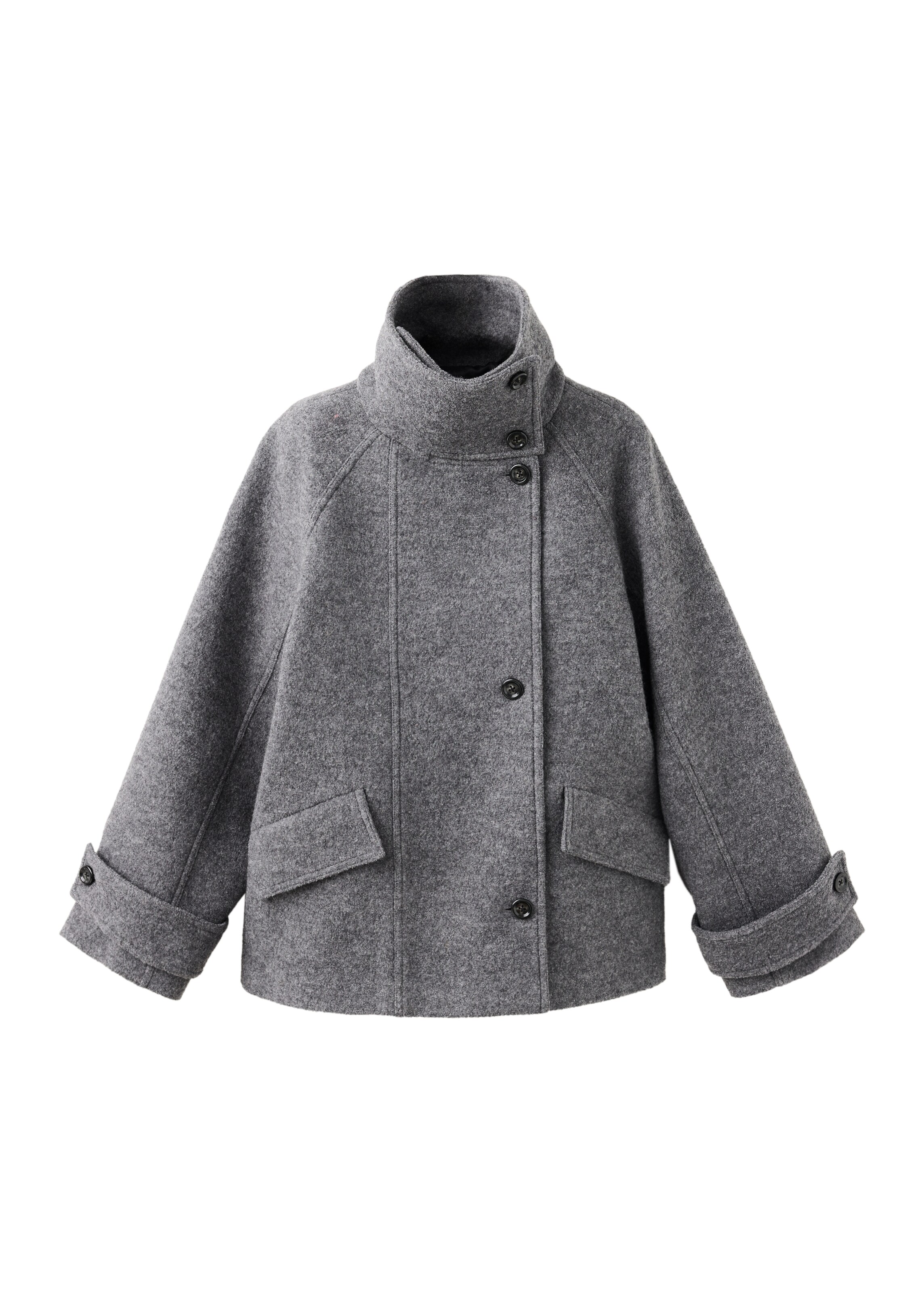 MANGO - Abrigo de entretiempo 'SHOPER' en gris: frente