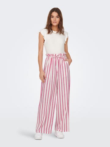 Wide leg Pantaloni 'CARO' de la ONLY pe alb