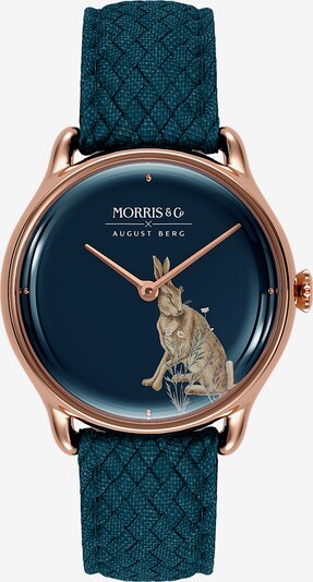 August Berg Analoog horloge 'MORRIS & CO Rose Gold Indigo Perlon 30mm' in de kleur Blauw / Rose-goud, Productweergave