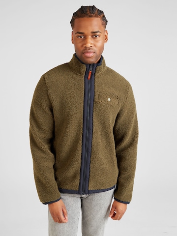 FARAH Fleece jas in Groen: voorkant