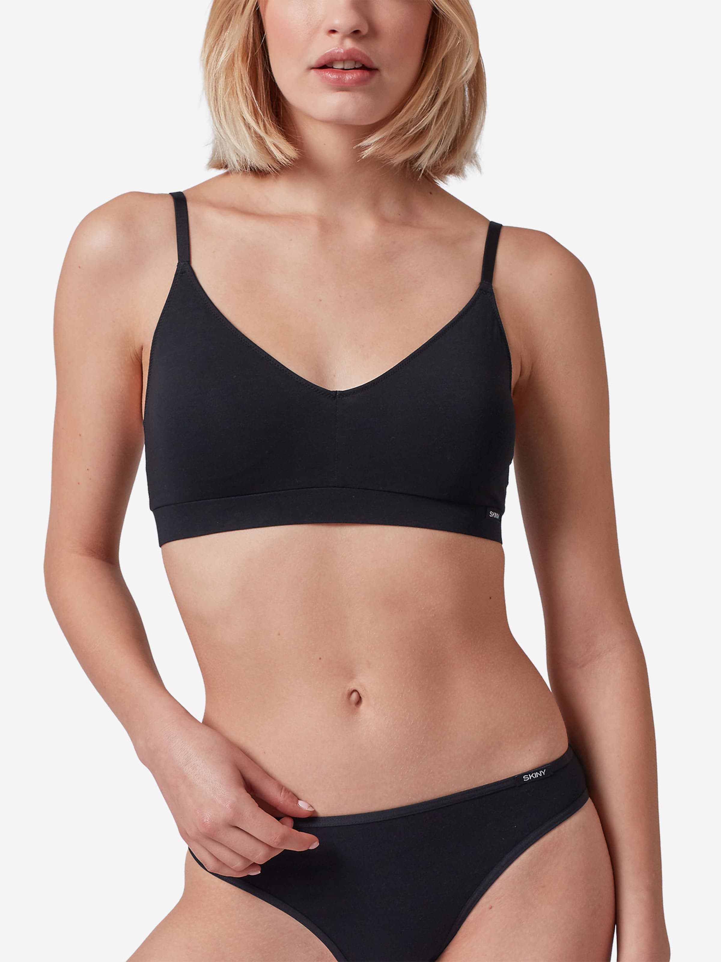 Skiny Bustier BH ' Cotton Essentials ' in Zwart: voorkant