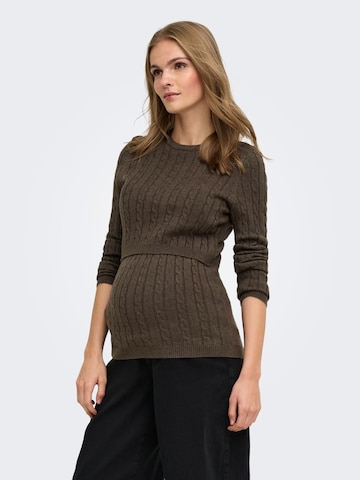 Pull-over 'OLMMera' Only Maternity en marron : devant