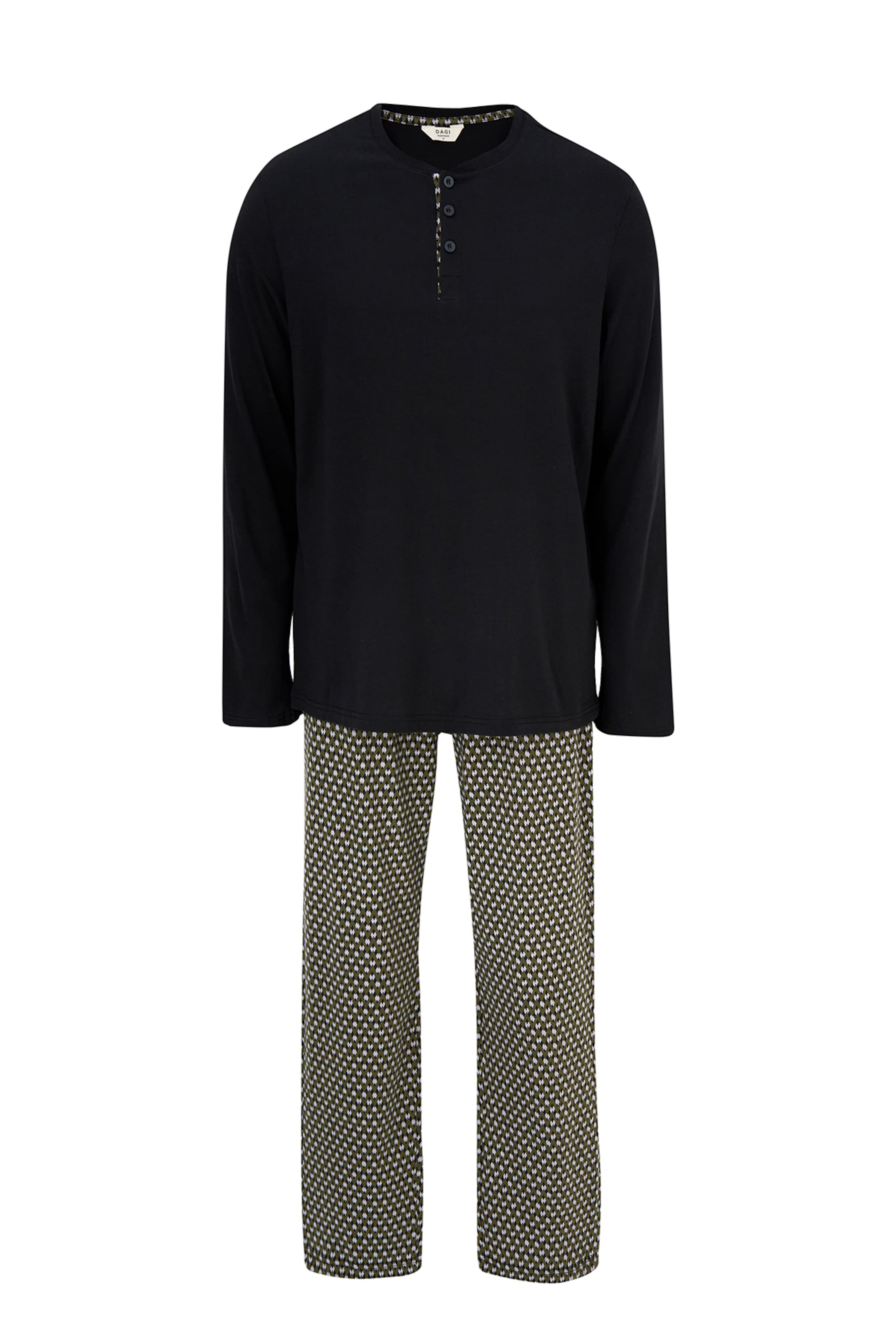 Dagi Пижама длинная в Оливково-зеленый / Черный / Белый, Обзор товара