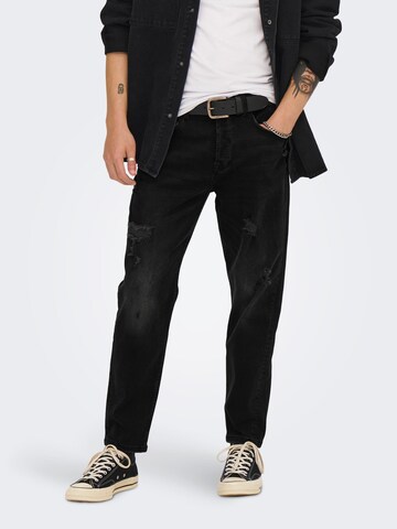 Only & Sons Regular Jeans 'Avi Beam' in Zwart: voorkant
