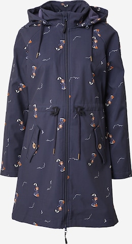 Blutsgeschwister Raincoat 'Swallowtail Promenade' in Blue: front