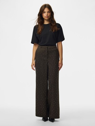 PIECES Wide leg Broek 'PCFALKA' in Bruin