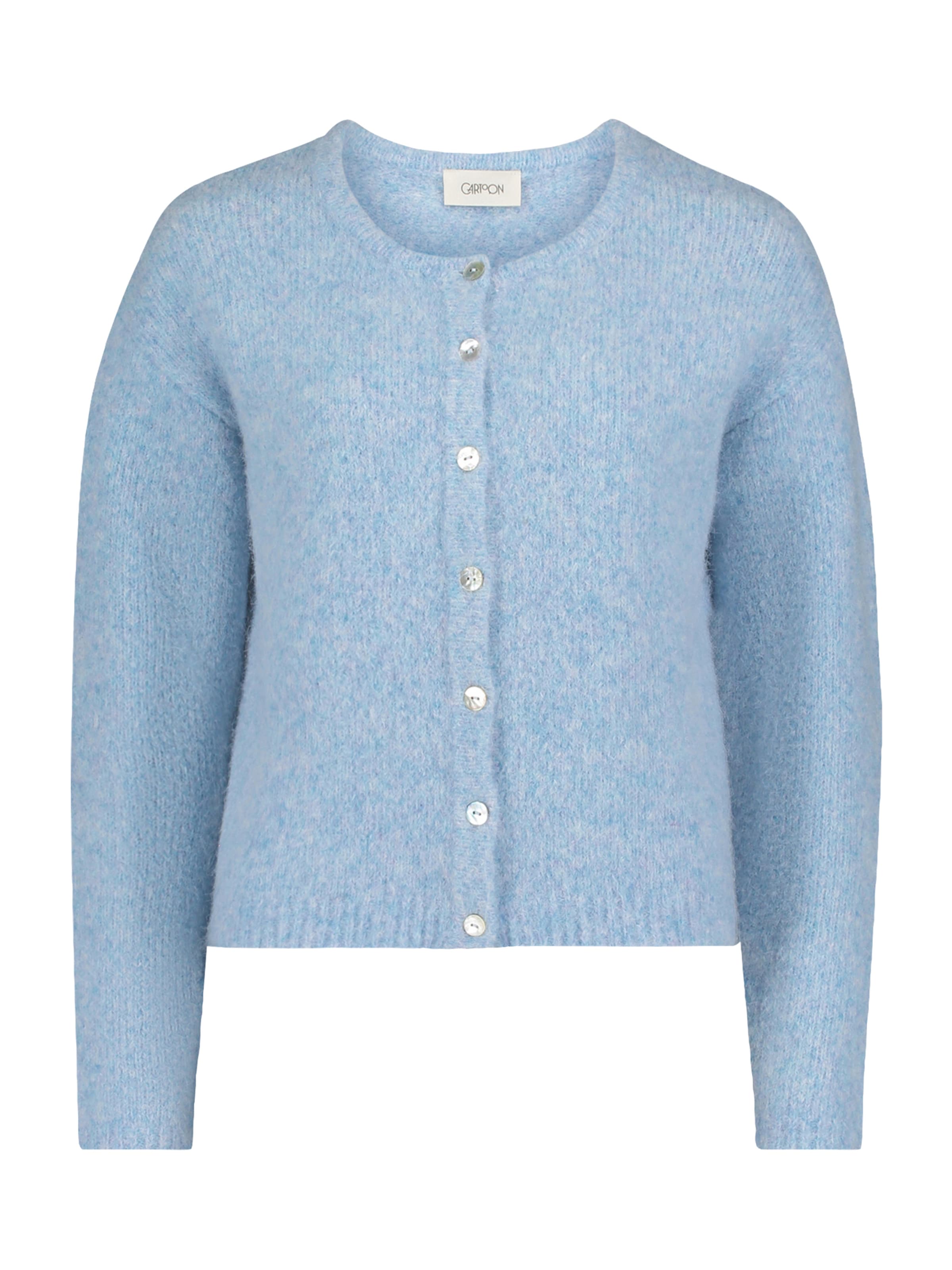 Cartoon Strickjacke in Blau: Vorderseite