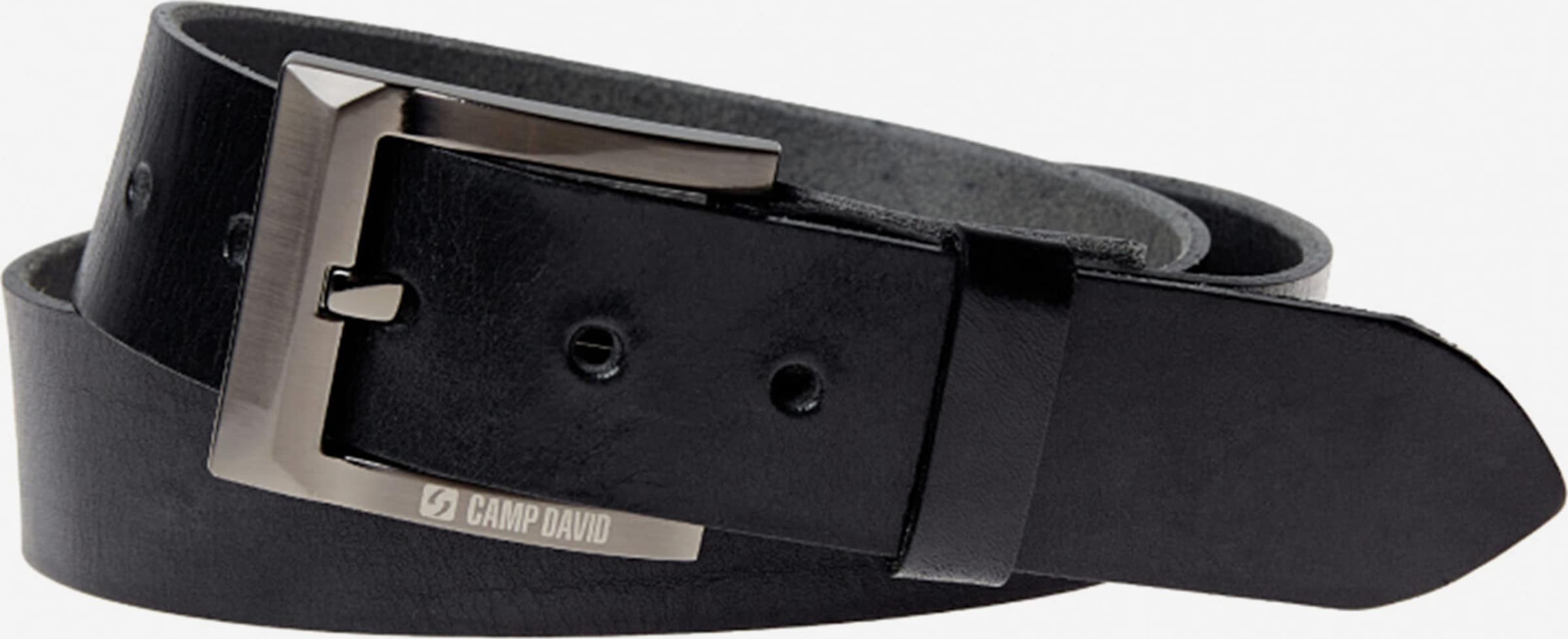 CAMP DAVID Grtel aus Leder mit Logo auf der Metallschliee in Schwarz |  ABOUT YOU