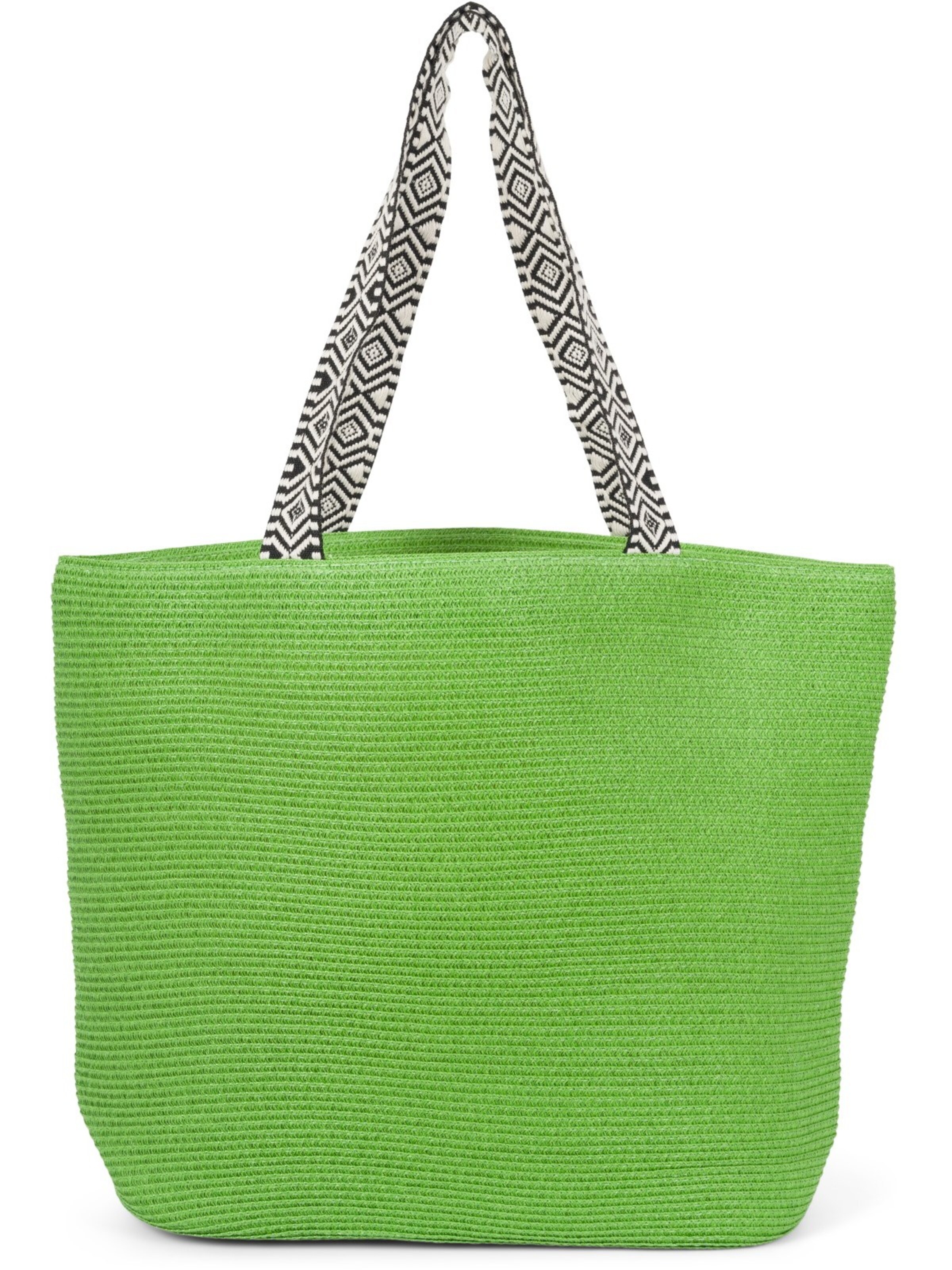 styleBREAKER Beach bag 'Papierstroh Strandtasche Azteken Muster' in Green