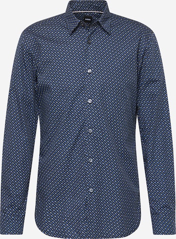 BOSS Black Button Up Shirt 'Roger' in Blue: front