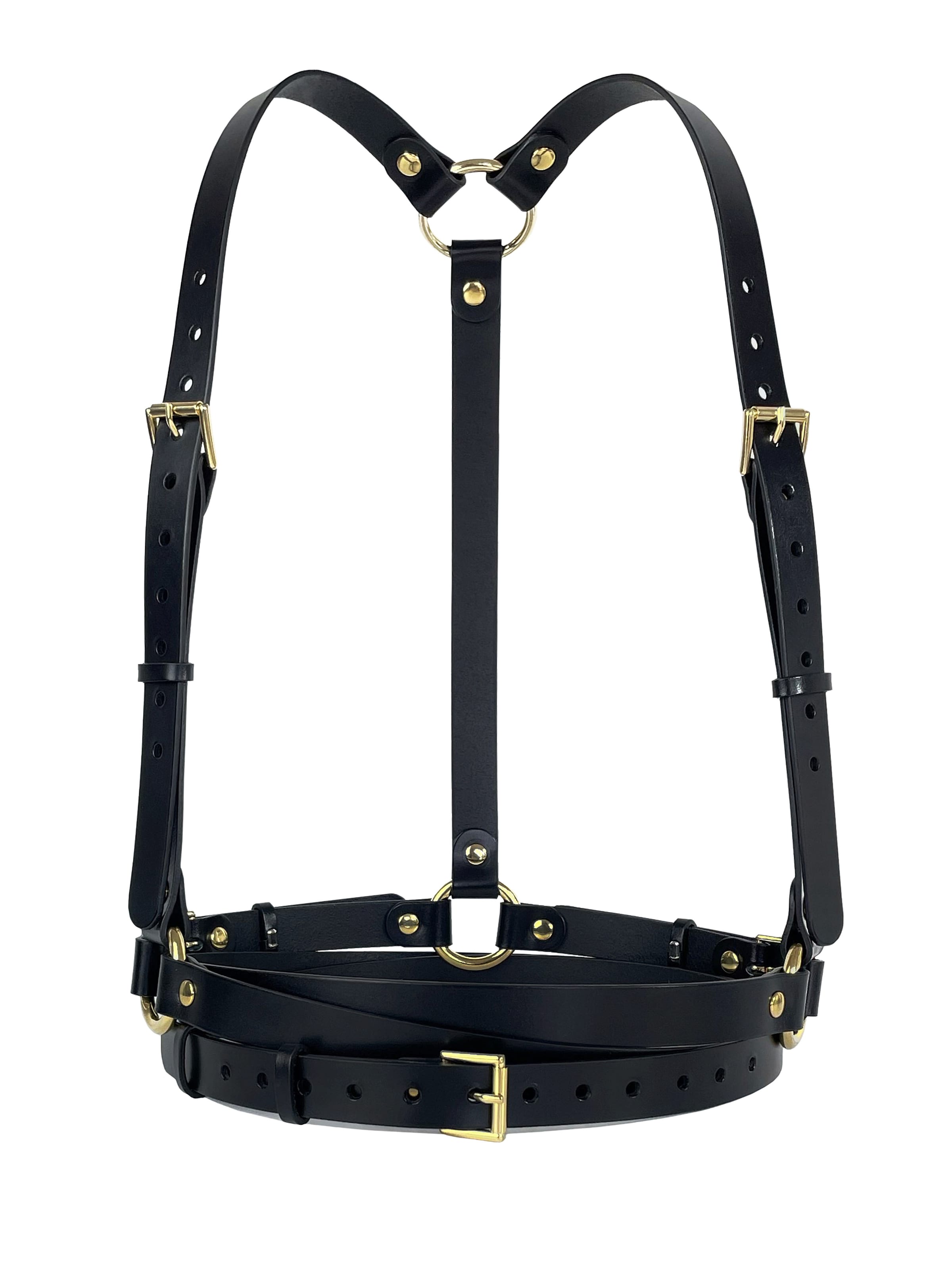 Haute Cuir Belt 'Double Belt Harness' in Black: front