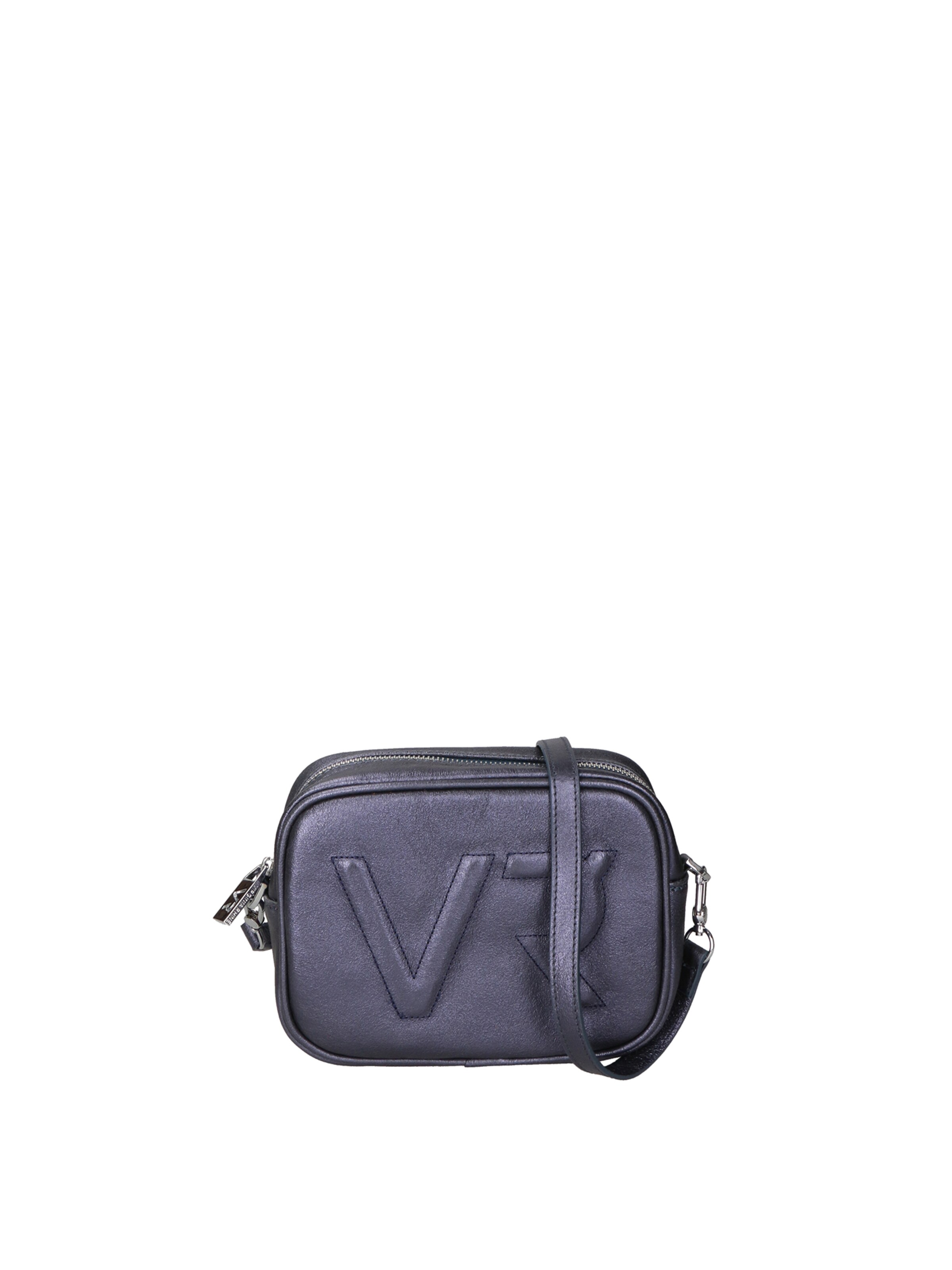 Borsa a tracolla 'Borsa a Tracolla Donna Pelle Laminata con Zip' di Virginia Rhinè in blu: frontale