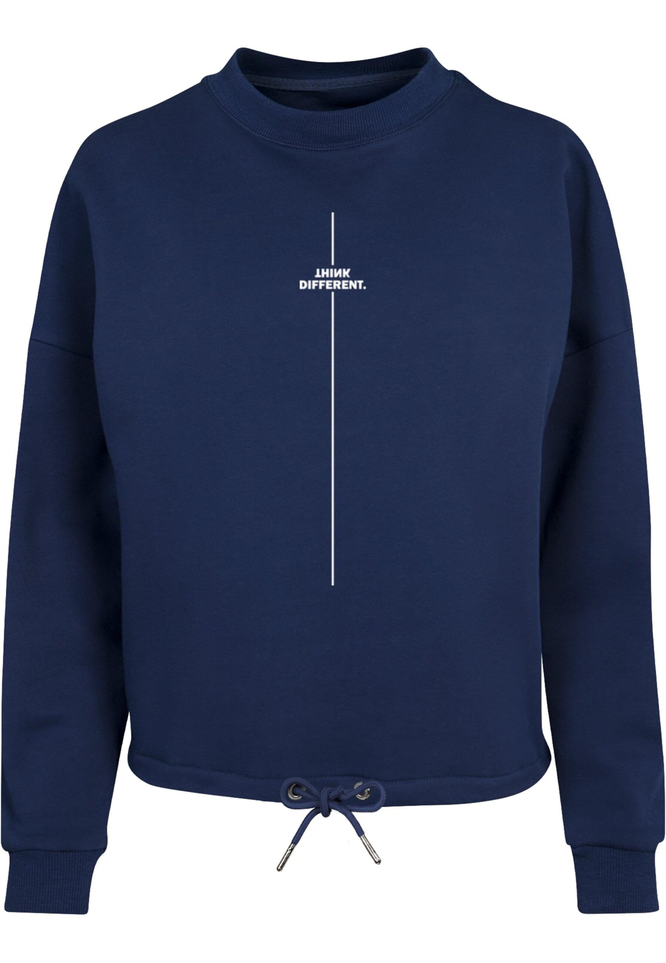 Merchcode Sweatshirt 'Think Different' in Blau: Vorderseite