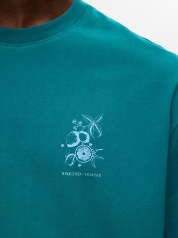 T-Shirt 'SLHCORBY' SELECTED HOMME en vert