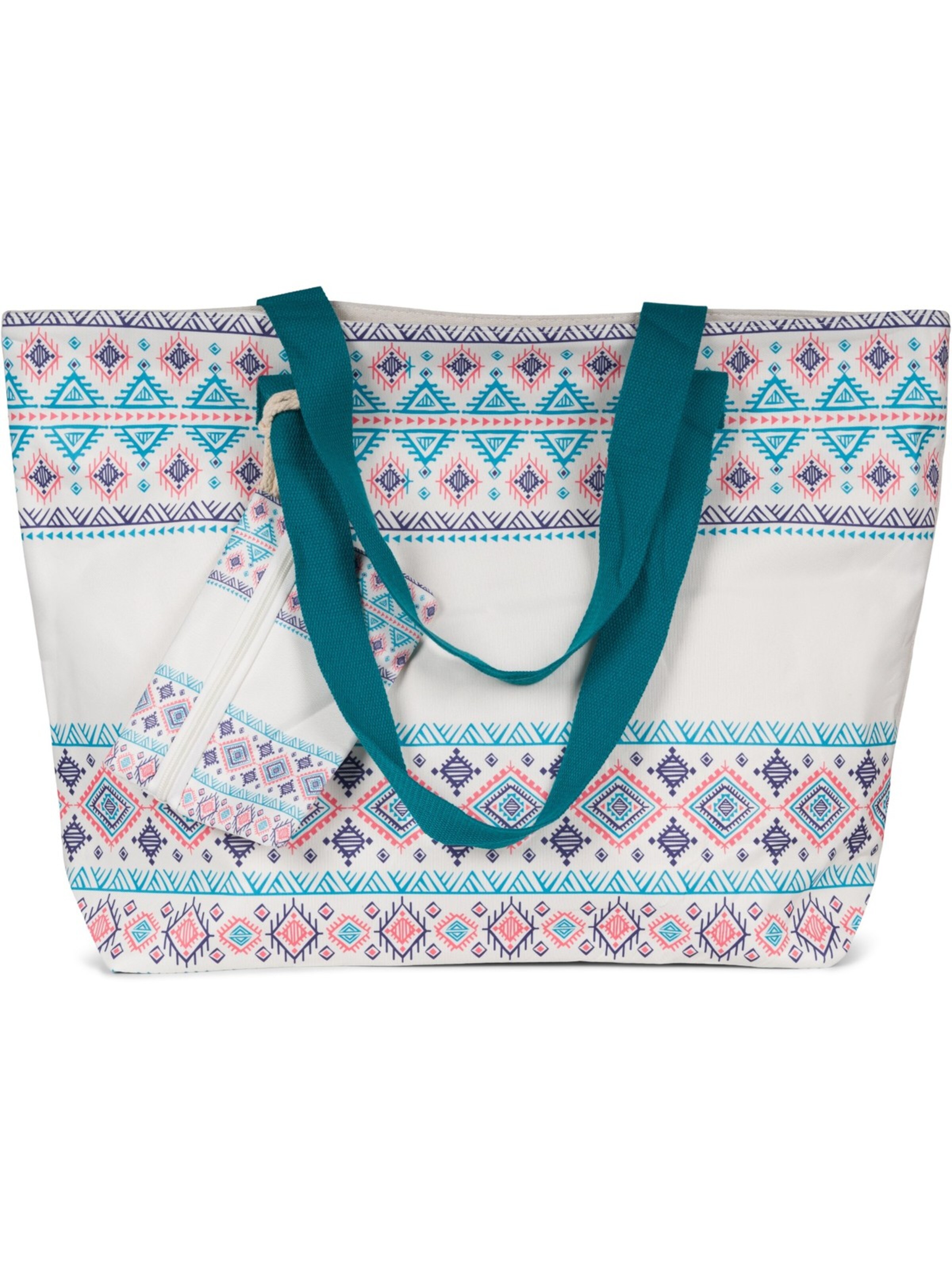 styleBREAKER Strandtasche 'Strandtasche Azteken Muster - Boho'‌‌‌ in Grün