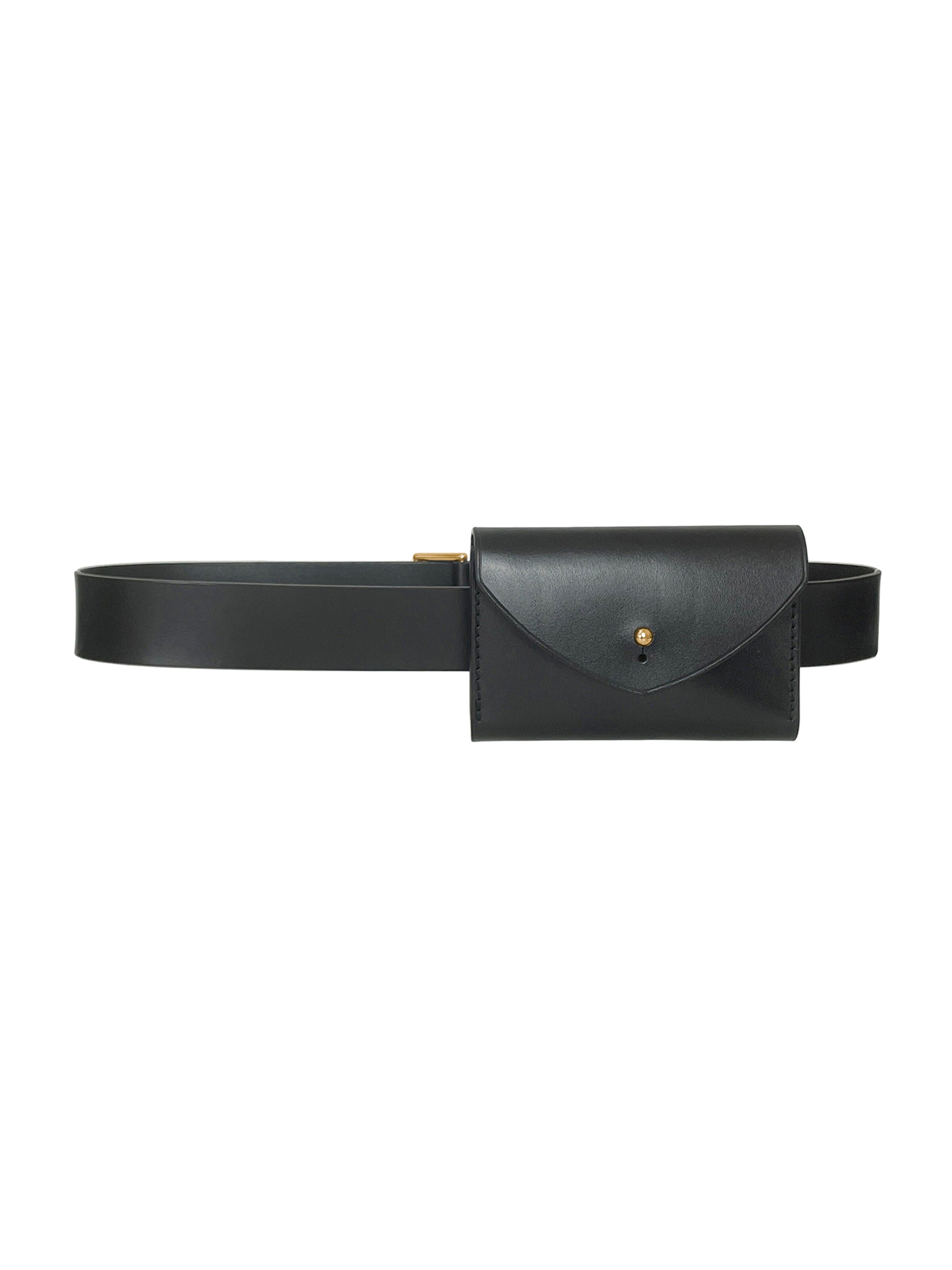 Haute Cuir Belt 'Slim Envelope Belt Bag' in Black: front