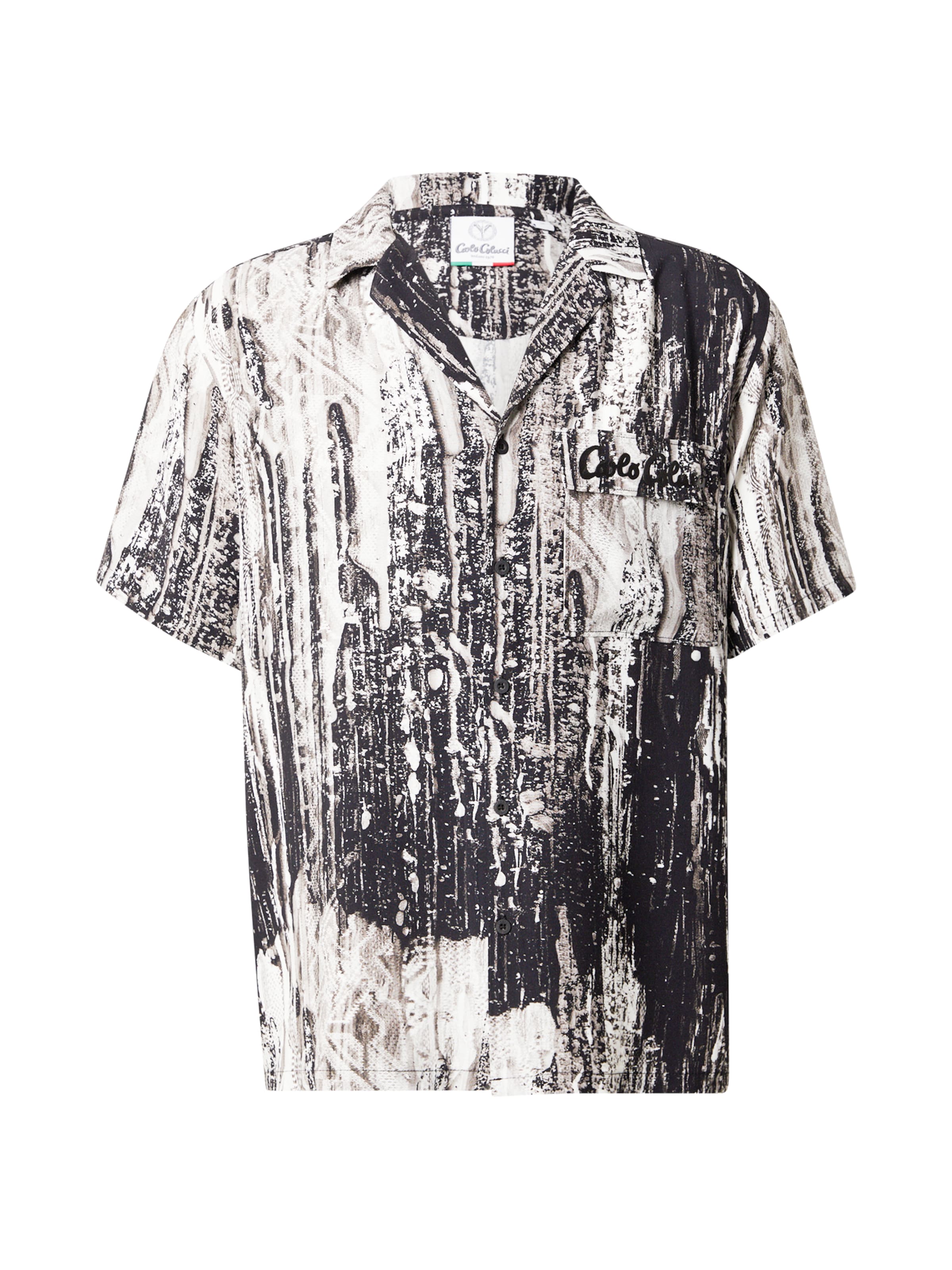 Carlo ColucciRegular Fit Košulja - crna boja: prednji dio