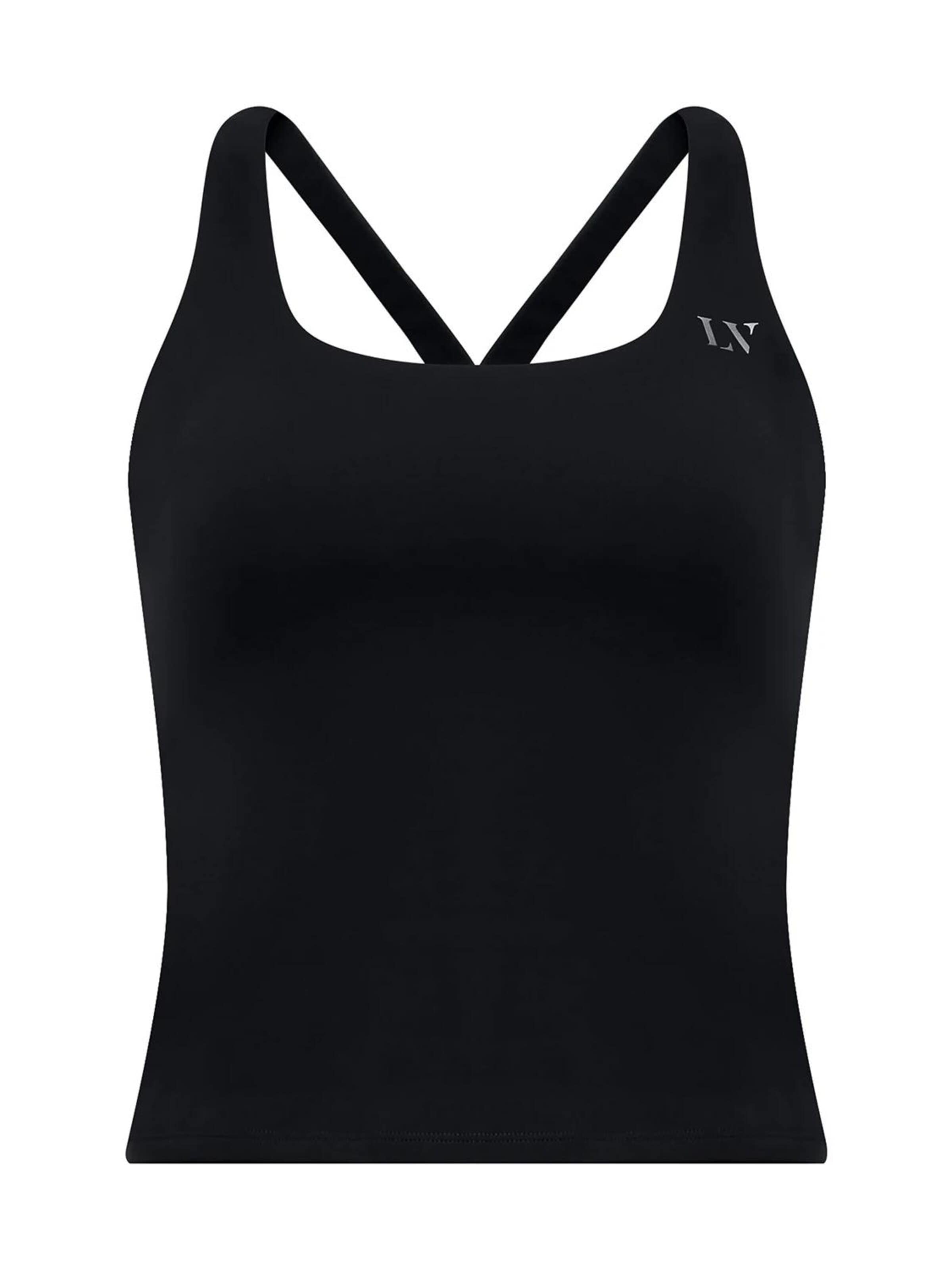 La V Sporttop 'Faye' in Zwart: voorkant