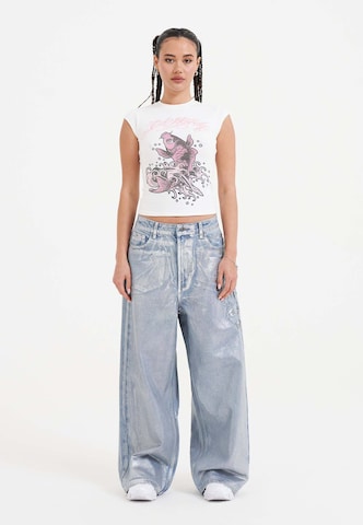 Ed Hardy T-Shirt 'Koi Fisch Steinen' in Weiß: Vorderseite