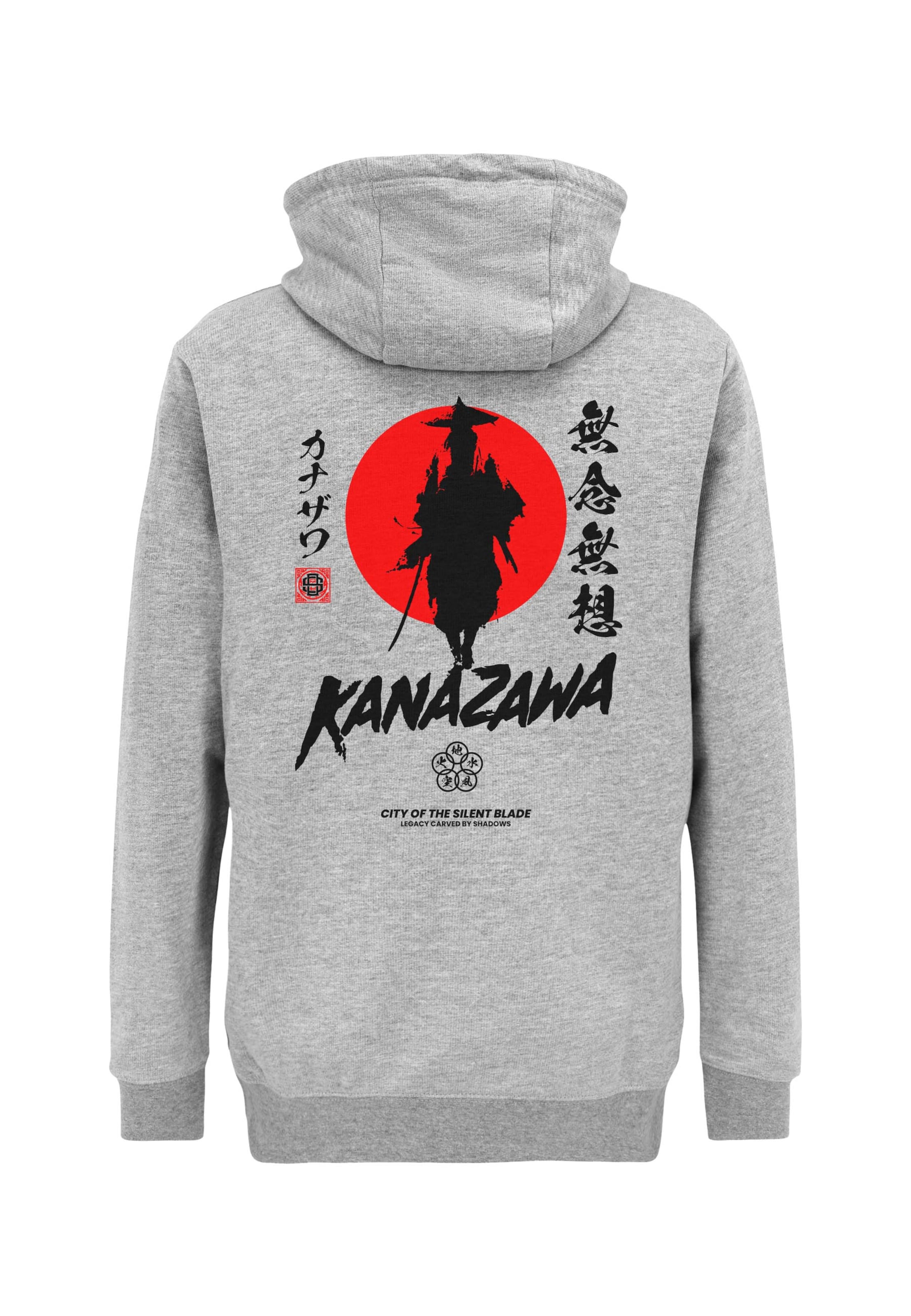 Oldskull Hoodie 'Asian Silent Blade Kanazawa Graphic' in Grau: Vorderseite