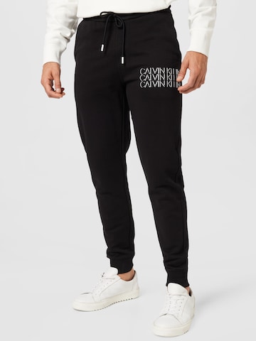 Calvin Klein Tapered Pants in Black: front