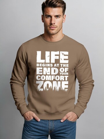 Neverless Sweatshirt 'life begins' in Braun: Vorderseite