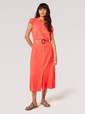 Apricot Shirt Dress in Red: front