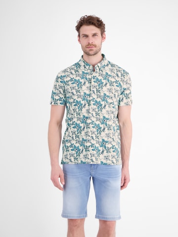 LERROS Sommerliches Poloshirt mit angesagtem, floralem Printmuster in Weiß