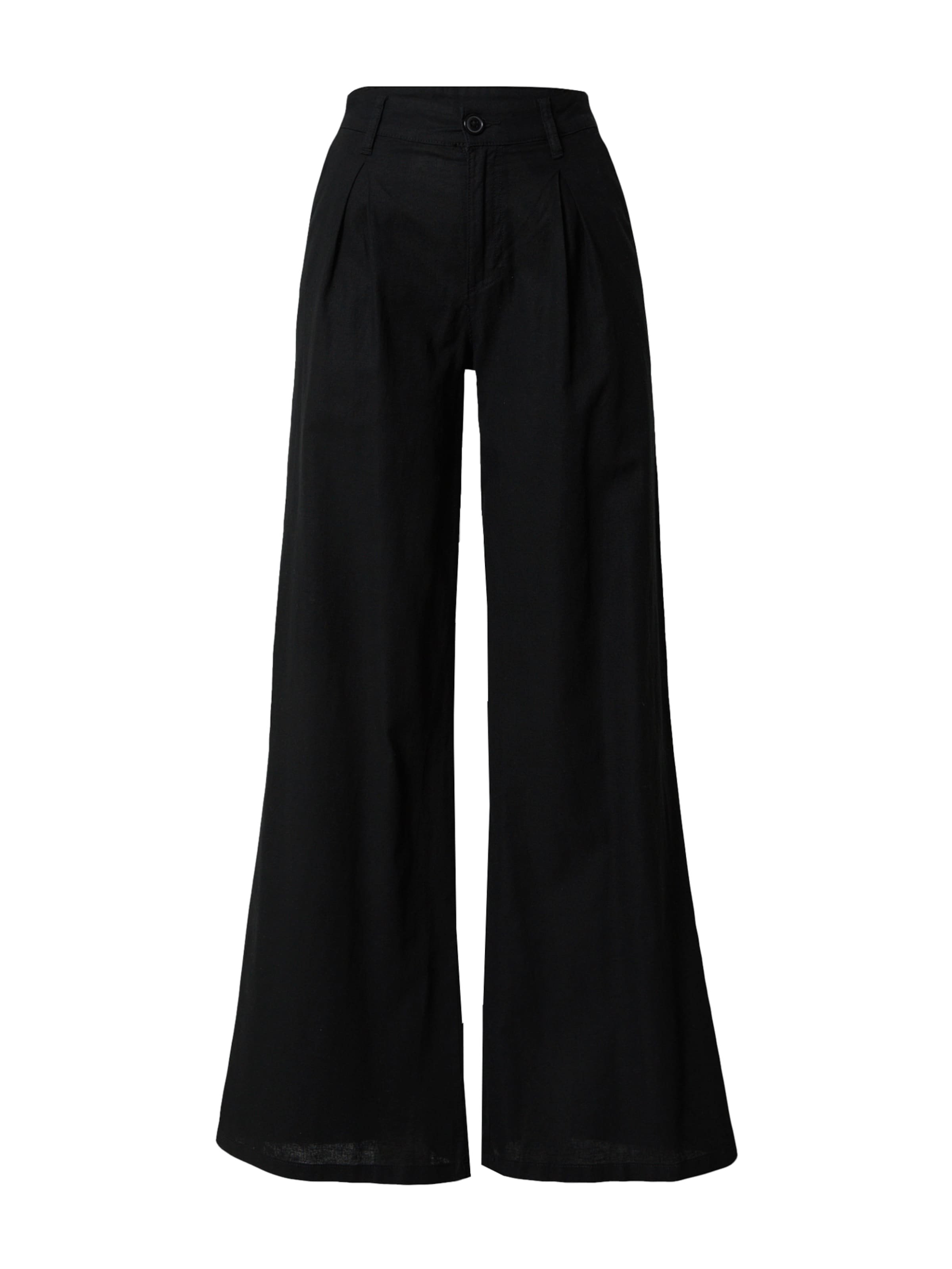 Urban Classics Wide leg Pleat-Front Pants in Black: front