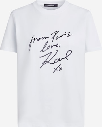 Karl Lagerfeld Tričko 'With Love' – bílá: přední strana