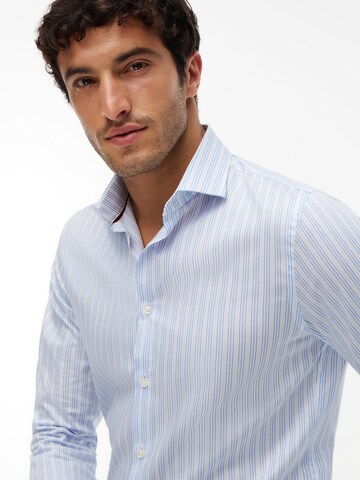 Coupe slim Chemise 'New York Label Flex Collar' TOMMY HILFIGER en bleu