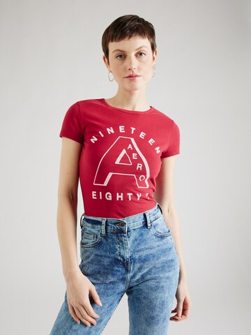 AÉROPOSTALE Shirt 'NINETEEN EIGHTY 7' in Red: front