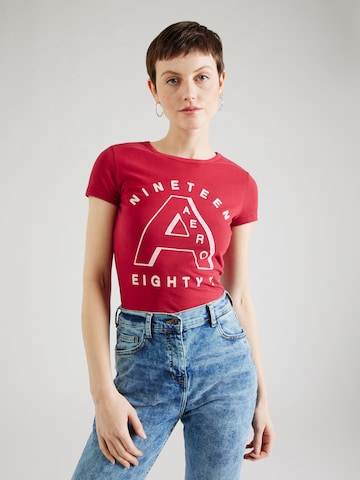 AÉROPOSTALE Shirt 'NINETEEN EIGHTY 7' in Red: front