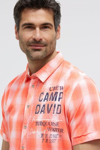 CAMP DAVID Regular fit Button Up Shirt in Orange