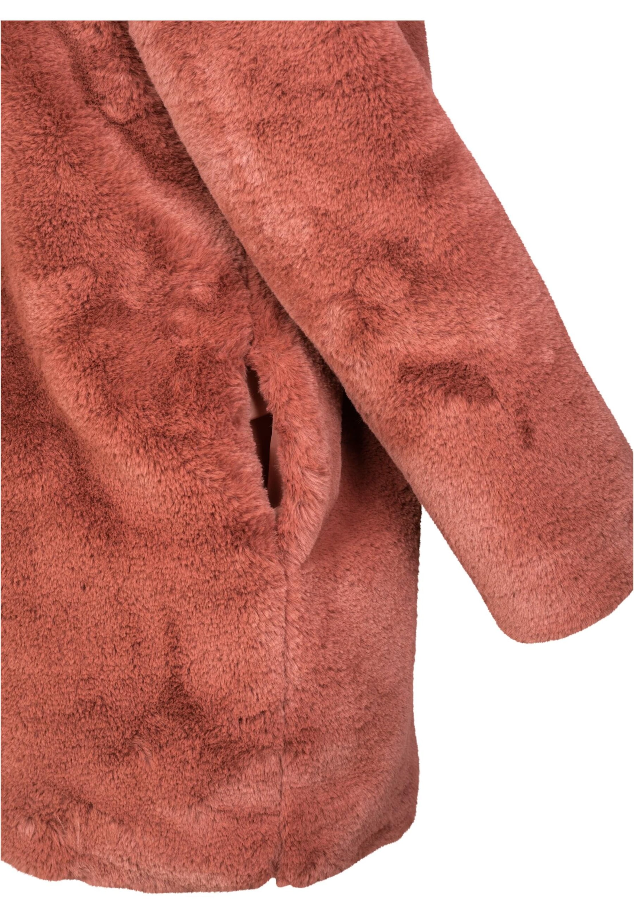 Urban Classics Демисезонное пальто ' Ladies Hooded Teddy Coat ' в Ярко-розовый