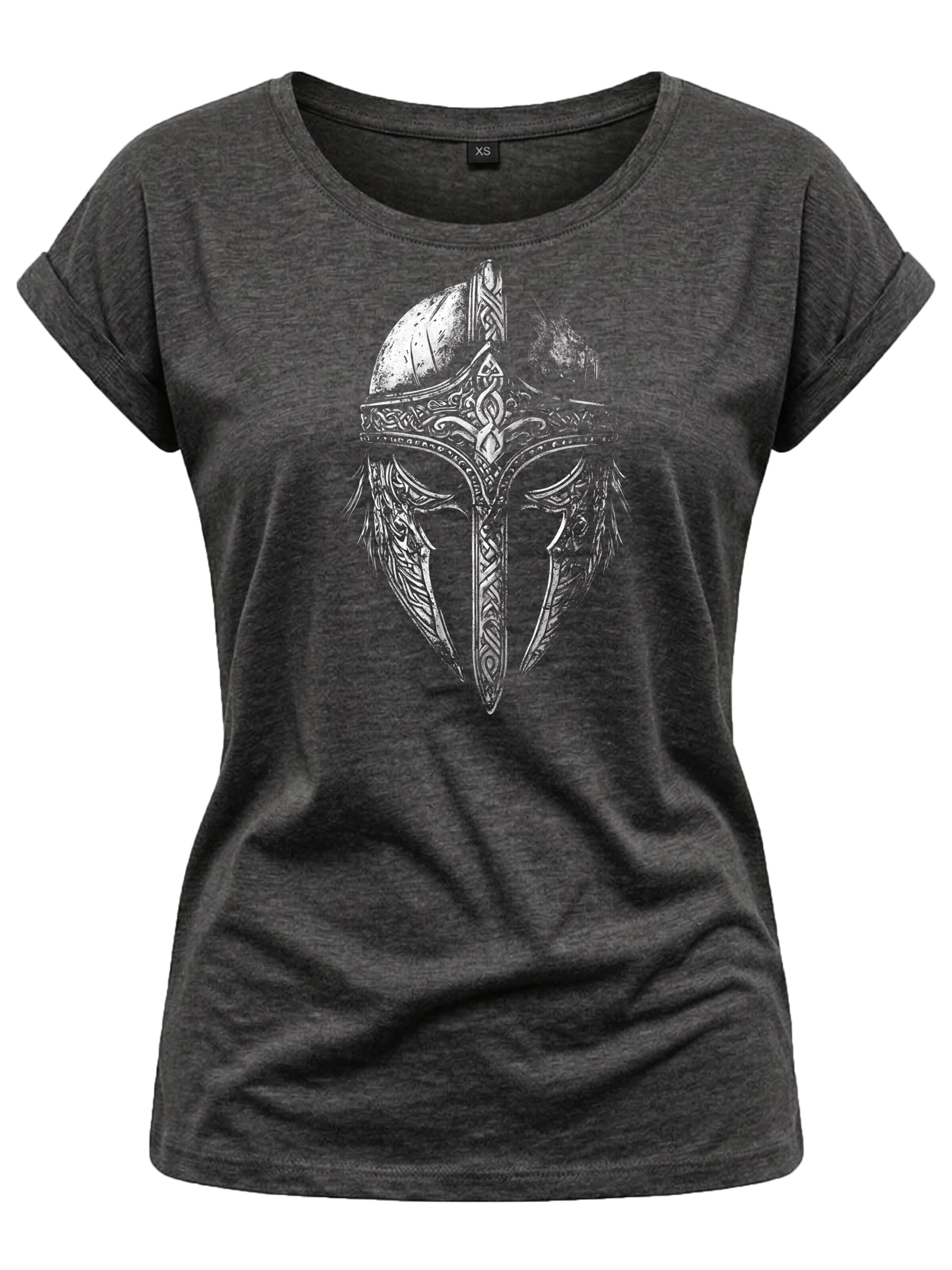 MAKAYA Shirt 'Vikinger Helm'‌‌‌‌‌ in Grau: Vorderseite