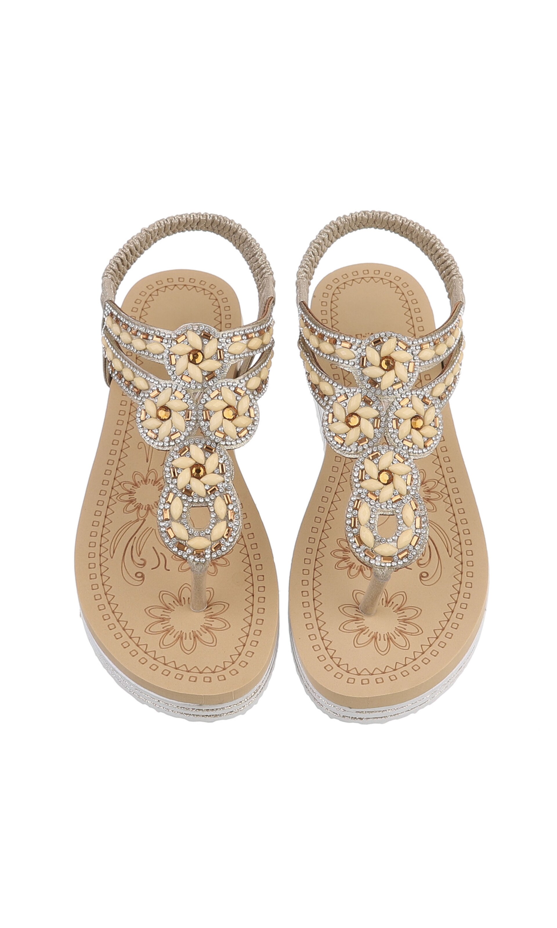 Ital-Design T-Bar Sandals in Gold