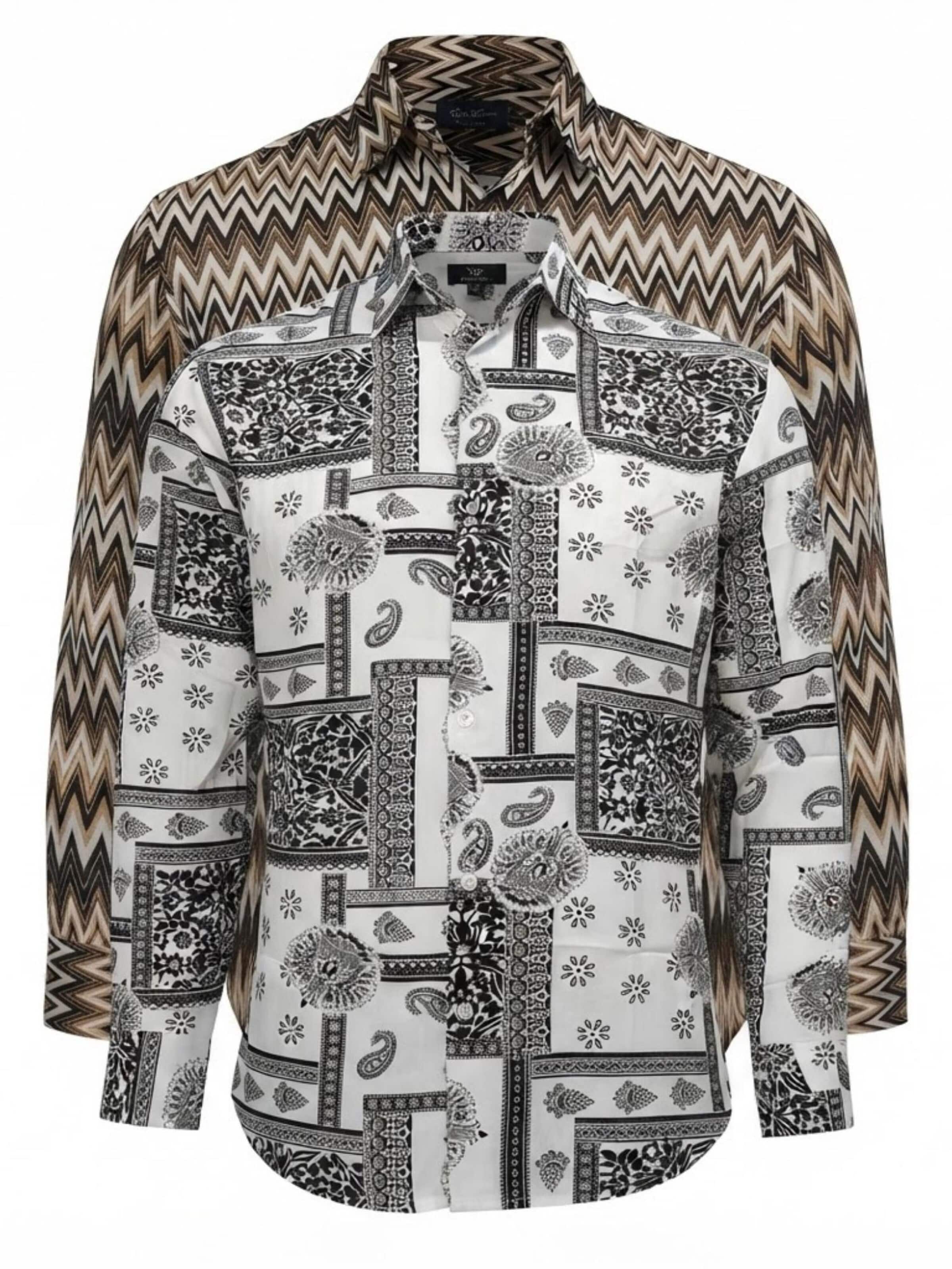 Coupe regular Chemise 'Viscos floral pattern 2pc' Radwa en marron : devant