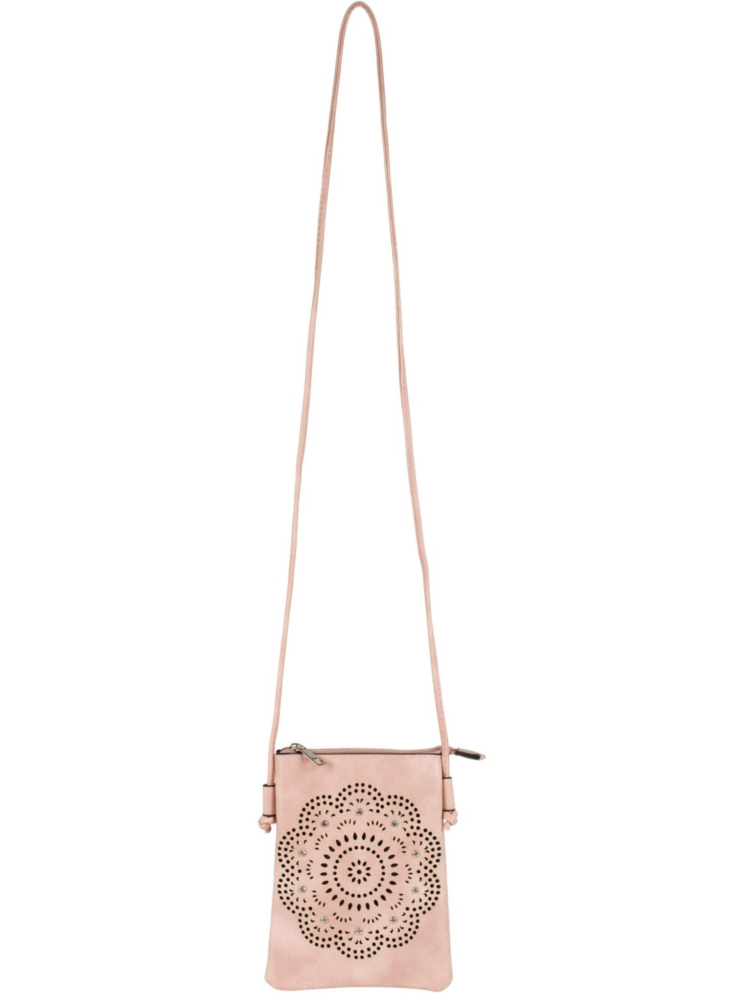styleBREAKER Umhängetasche 'Mini Umhängetasche Blumen Cutout und Strass'‌‌‌‌‌‌‌ in Pink
