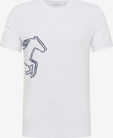 MUSTANG T-shirt 'Austin' i vit: framsida