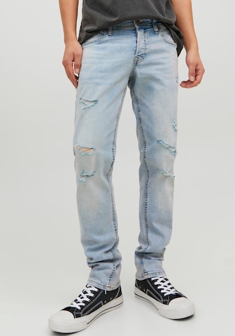 Slimfit Jeans 'GLENN' de la JACK & JONES pe albastru: față
