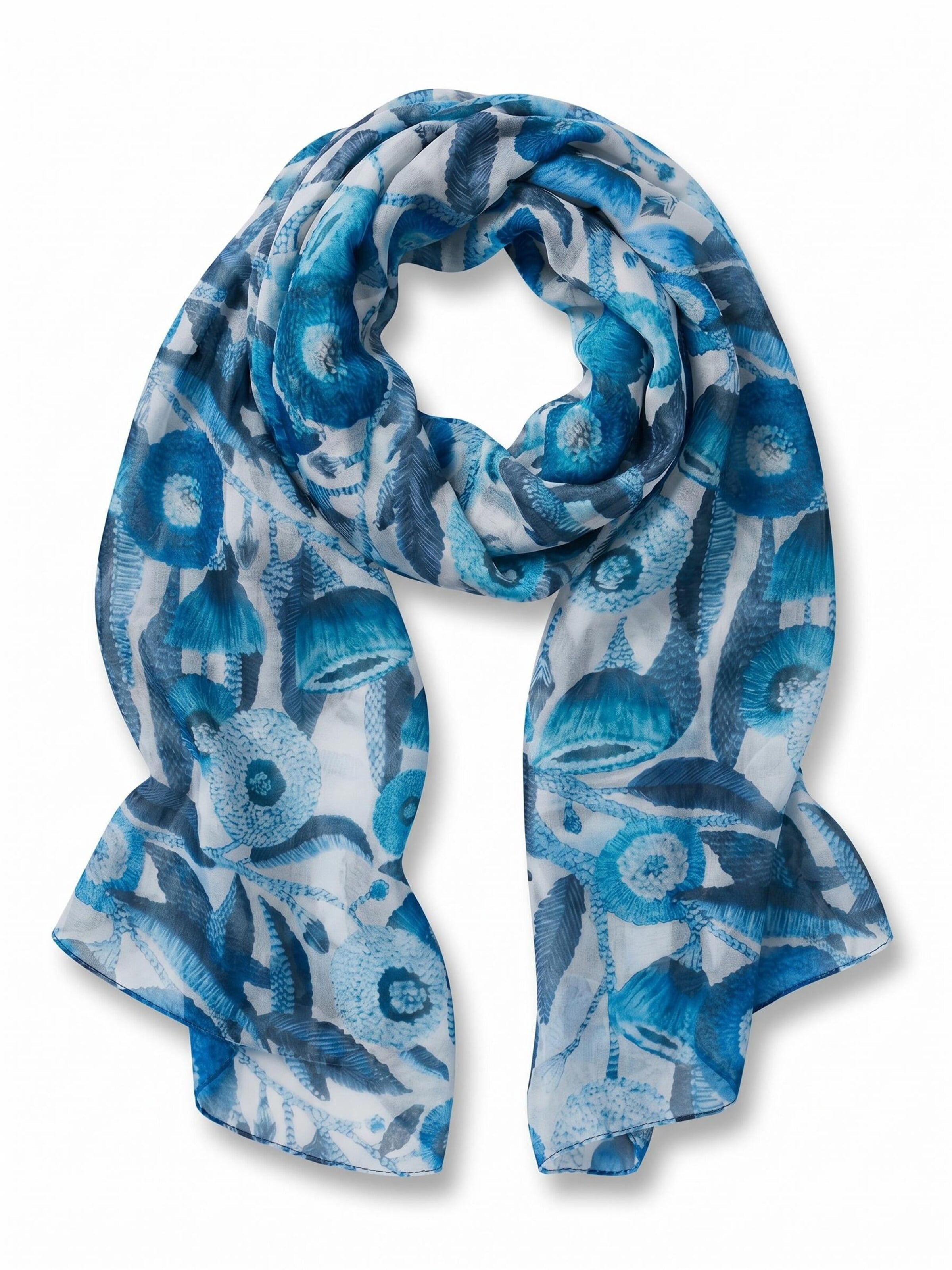 styleBREAKER Schal 'Leichter Viskose Schal mit Blumenmuster'‌ in Blau: Vorderseite