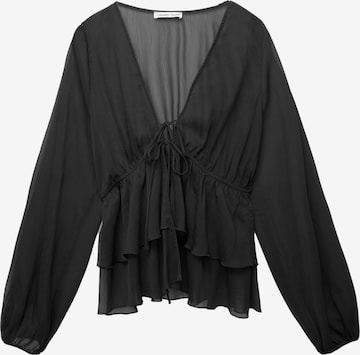 Pull&Bear Блуза в черно: отпред