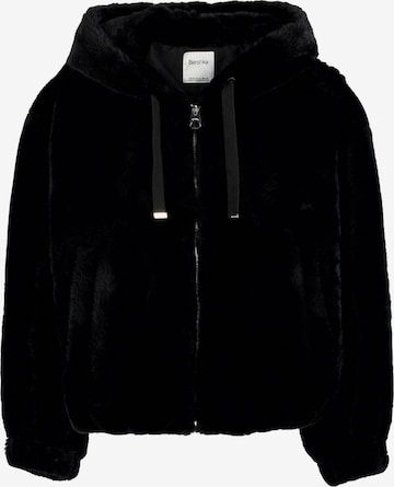 BershkaPrijelazna jakna - crna boja: prednji dio